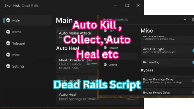 Skull Hub script for Dead rails to do features like teleport, bring items